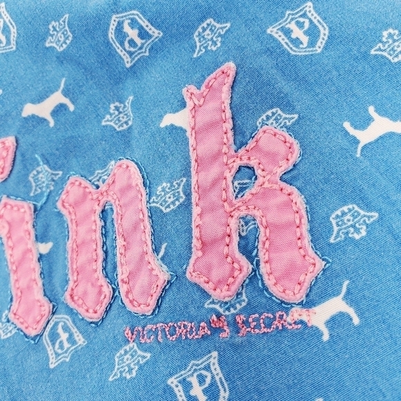 PINK VICTORIA'S SECRET Y2K PHI BETA PINK COTTON SLEEP LOUNGE PANTS BLUE WOMEN M - Picture 14 of 16